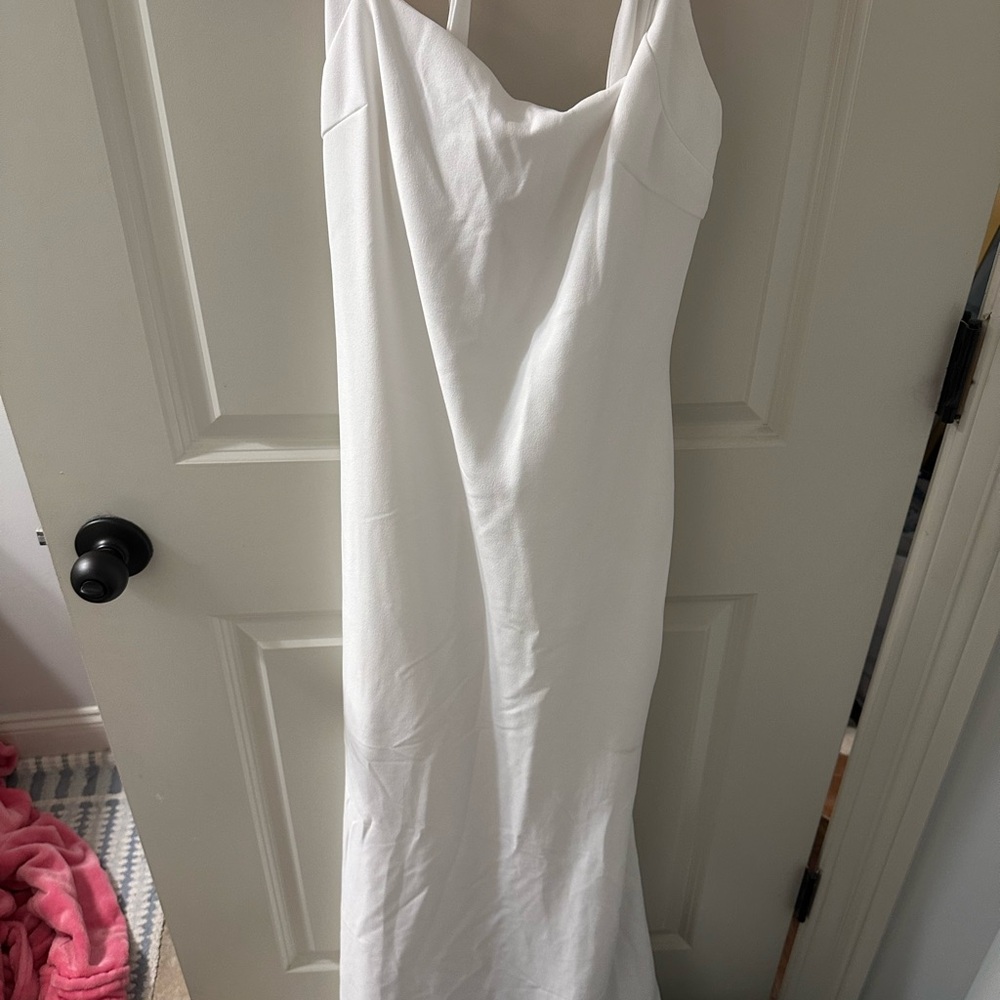 Lulu's White Spaghetti Strap Wedding Dress